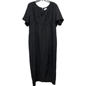 Veronica Dress Womens 3XL Black Beaded Evening Cocktail Plus Size Made in USA